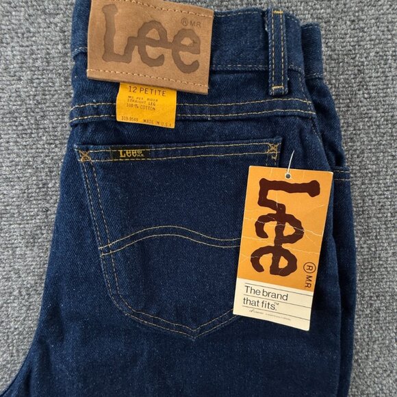VTG NOS Lee Denim Jeans Dark Wash Ms. Petite 12 Rider USA All Cotton ACTL 27X29 - Picture 1 of 16